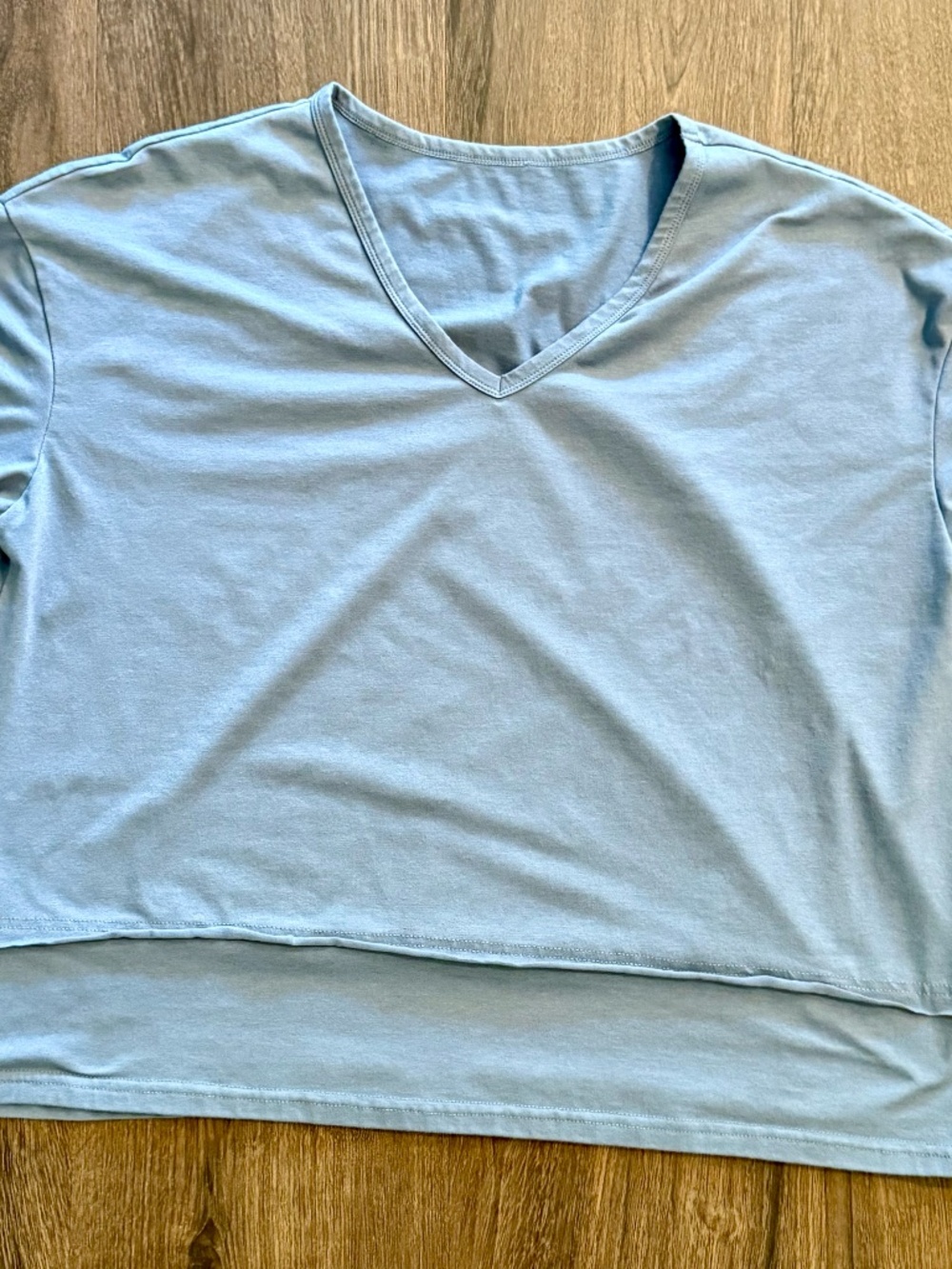 Cicy Bell Women's Loose Fit V Neck Basic Tee - Blue - Size XL